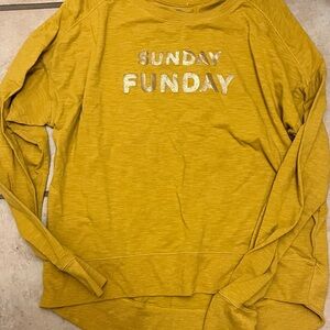 Womens mustard Yellow 'Sunday Funday' long sleeve shirt